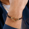 Brosway Bracciale uomo in pelle marrone con moschettone in acciaio dorato BNX18A