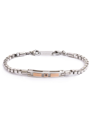 Bracciale catena da uomo Marlù Icons in acciaio e targa in pvd rosè con zircone nero 30BR0022R