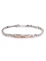 Bracciale catena da uomo Marlù Icons in acciaio e targa in pvd rosè con zircone nero 30BR0022R