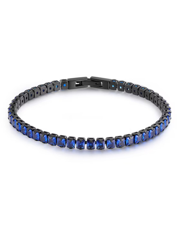 Bracciale Uomo Tennis Brosway BVD22 Avantgarde in Acciaio Pvd Nero e Cubic Blu