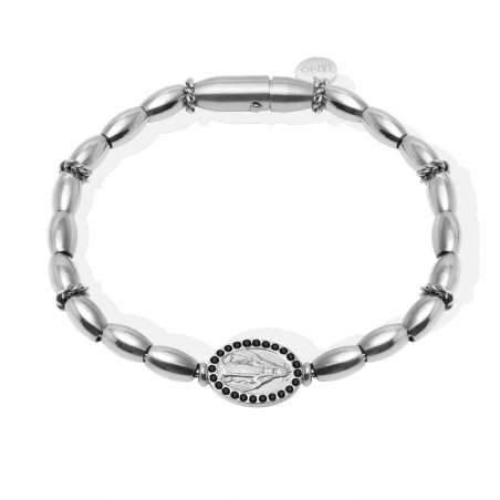 Bracciale Uomo LiuJo Acciaio Madonna Lucida Zirconi Neri MLJ552