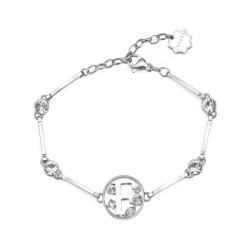 BRACCIALE DONNA INIZIALE LETTERA F BHKb054 IN ACCIAIO