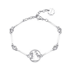 Bracciale donna lettera L bhkb060 in acciaio 316 anallergico pietre e swarovski