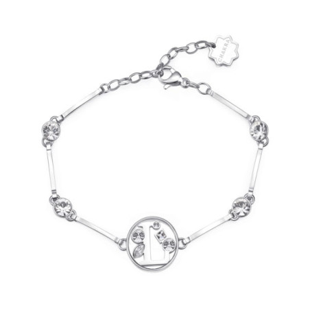 Bracciale donna lettera L bhkb060 in acciaio 316 anallergico pietre e swarovski