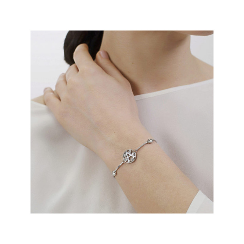 Bracciale donna lettera L bhkb060 in acciaio 316 anallergico pietre e swarovski