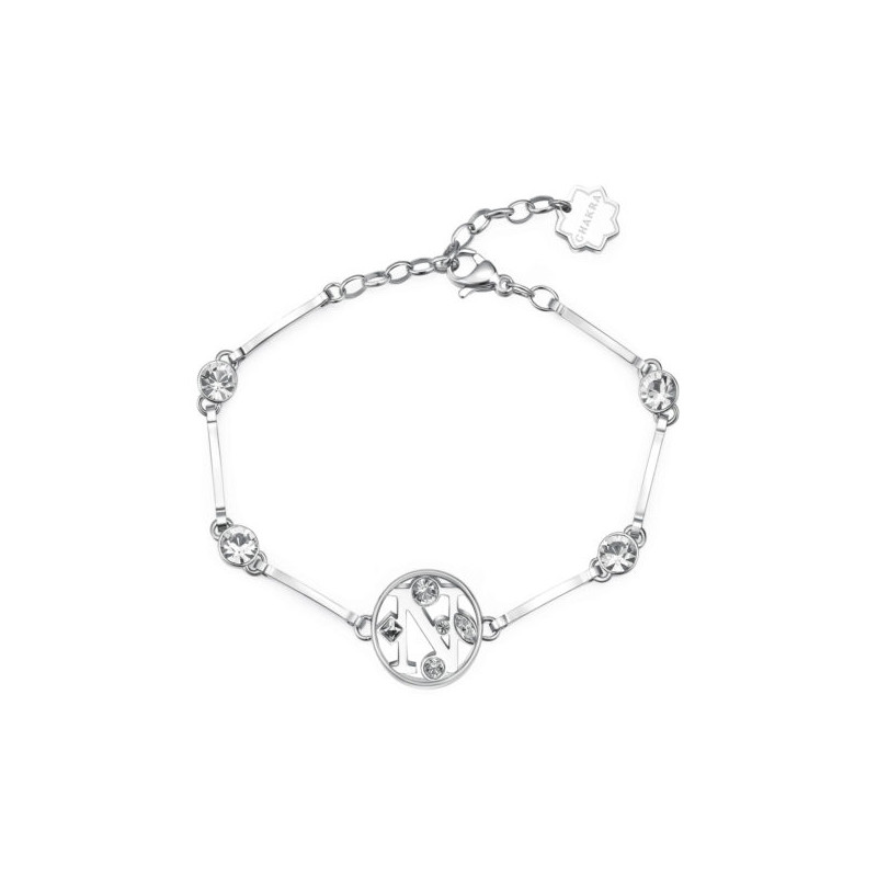 Bracciale donna lettera N bhkb062 in acciaio 316 anallergico pietre e swarovski Bracciale donna lettera N bhkb062 in acciaio 316 anallergico pietre e swarovski