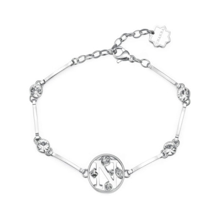 Bracciale donna lettera N bhkb062 in acciaio 316 anallergico pietre e swarovski
