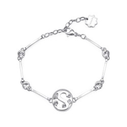 Bracciale donna lettera S bhkb067 in acciaio 316 anallergico pietre e swarovski