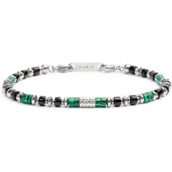 Bracciale Unisex Marlù 30BR0007 in Acciaio con Pietre Verdi e Nere Catena Marine