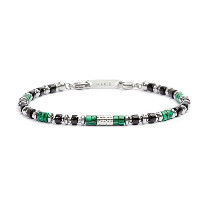 Bracciale Unisex Marlù 30BR0007 in Acciaio con Pietre Verdi e Nere Catena Marine Bracciale Unisex Marlù 30BR0007 in Acciaio con Pietre Verdi e Nere Catena Marine