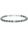 Bracciale Unisex Marlù 30BR0007 in Acciaio con Pietre Verdi e Nere Catena Marine