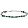 Bracciale Unisex Marlù 30BR0007 in Acciaio con Pietre Verdi e Nere Catena Marine