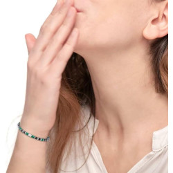 Bracciale Unisex Marlù 30BR0007 in Acciaio con Pietre Verdi e Nere Catena Marine