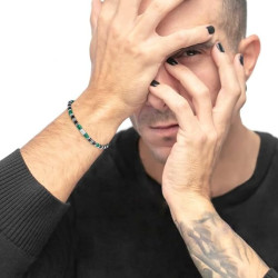 Bracciale Unisex Marlù 30BR0007 in Acciaio con Pietre Verdi e Nere Catena Marine