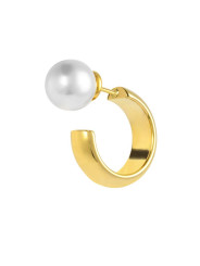 Orecchino Donna a cerchio Marlù acciaio dorato con perla 33OR0071G