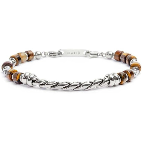 Bracciale Uomo Marlù 30BR0010-M in Acciaio Rondelle in Occhio di Tigre ed Ematite