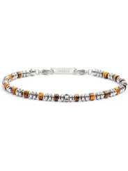 Bracciale Unisex Marlù 30BR0015-M in Acciaio Silver con Rondelle ed Ematite Marrone