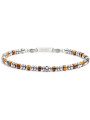Bracciale Unisex Marlù 30BR0015-M in Acciaio Silver con Rondelle ed Ematite Marrone