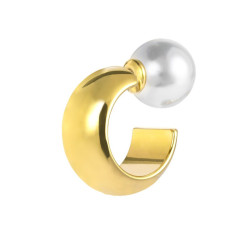 Orecchino Donna cerchio Marlù acciaio oro chiusura perla 33OR0072G