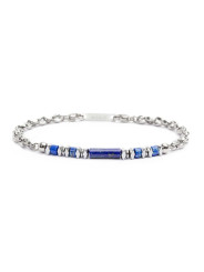 Bracciale Unisex Marlù 30BR0016-B in Acciaio Silver con Pietre Blu ed Ematite