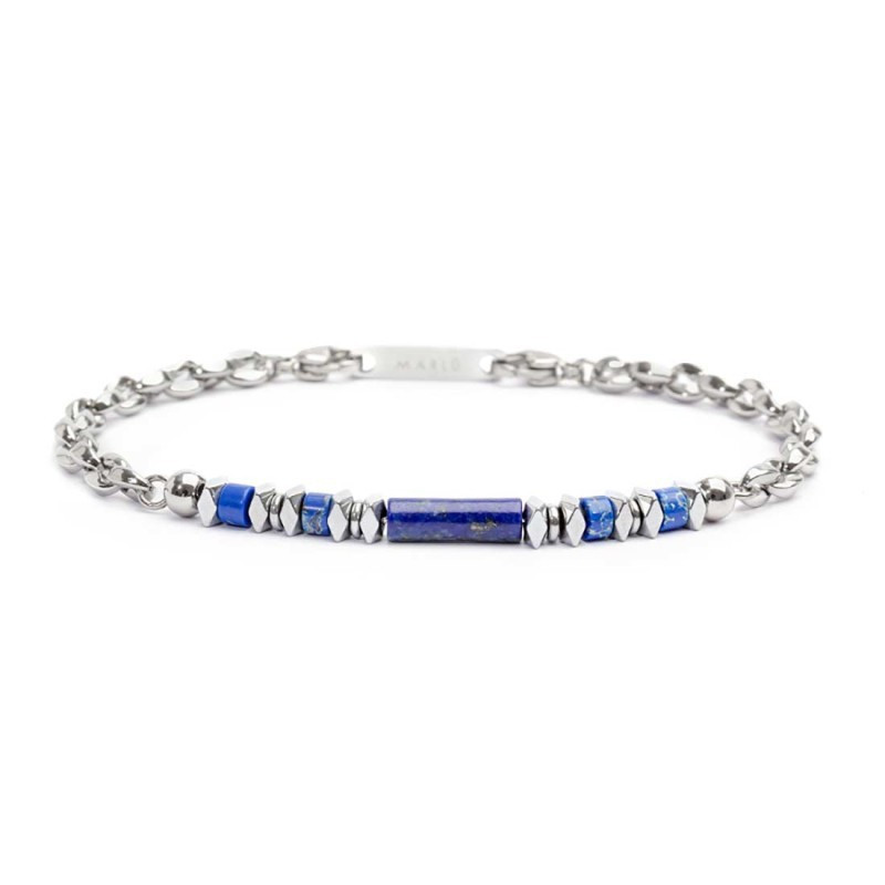 Bracciale Unisex Marlù 30BR0016-B in Acciaio Silver con Pietre Blu ed Ematite Bracciale Unisex Marlù 30BR0016-B in Acciaio Silver con Pietre Blu ed Ematite