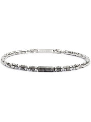 Bracciale Unisex Marlù 30BR0017-GR in Acciaio Silver con Pietre Grige ed Ematite