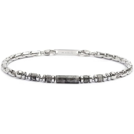 Bracciale Unisex Marlù 30BR0017-GR in Acciaio Silver con Pietre Grige ed Ematite