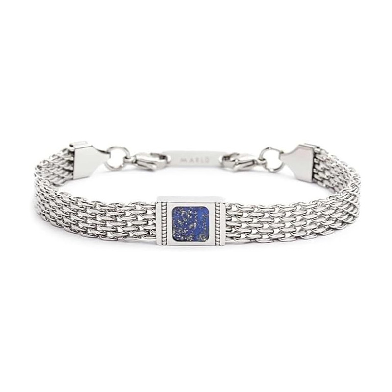 Bracciale Unisex Marlù 30BR0018-B Catena Mesh in Acciaio Silver e Pietra Blu Bracciale Unisex Marlù 30BR0018-B Catena Mesh in Acciaio Silver e Pietra Blu