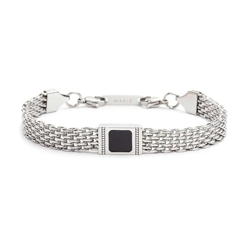 Bracciale Unisex Marlù 30BR0018-N Catena Mesh in Acciaio Silver con Pietra Nera Bracciale Unisex Marlù 30BR0018-N Catena Mesh in Acciaio Silver con Pietra Nera