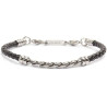 Bracciale Uomo Marlù 30BR0019 - N in Pelle Nera Centrale in Acciaio Silver