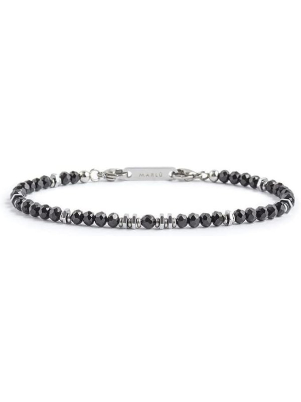 Bracciale Uomo Marlù con agata nera ed ematite acciaio 1br0061-n