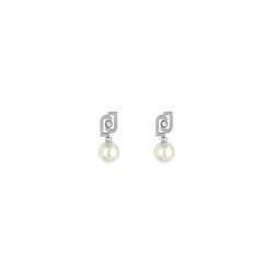 Orecchini Donna LiuJo Icona LJ1668 In Acciaio Con Perla Bianca
