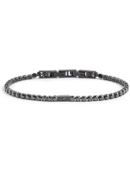 Bracciale Uomo Marlù 1BR0068-N in Acciaio Nero con Zirconi Neri