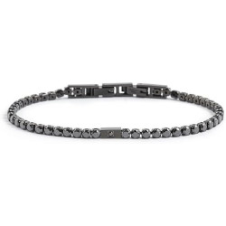 Bracciale Uomo Marlù 1BR0068-N in Acciaio Nero con Zirconi Neri