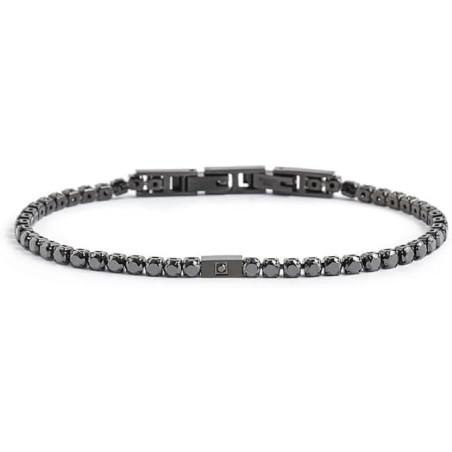 Bracciale Uomo Marlù 1BR0068-N in Acciaio Nero con Zirconi Neri