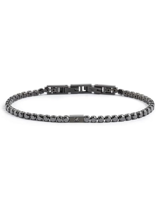Bracciale Uomo Marlù 1BR0068-N in Acciaio Nero con Zirconi Neri