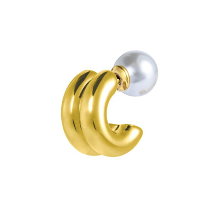Monorecchino Donna cerchio doppio Marlù acciaio e perla 33OR0082G