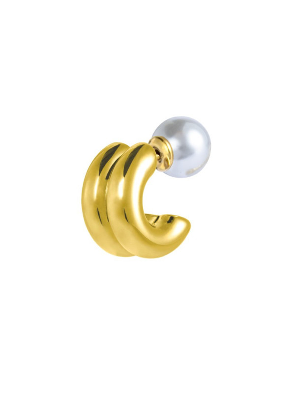Monorecchino Donna cerchio doppio Marlù acciaio e perla 33OR0082G