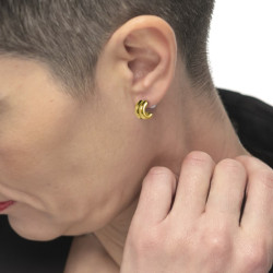 Monorecchino Donna cerchio doppio Marlù acciaio e perla 33OR0082G