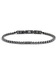 Bracciale Uomo Marlù 1BR0068N-N in Acciaio Nero con Pietre Nere