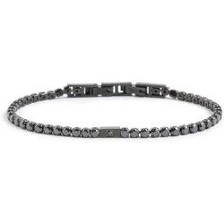Bracciale Uomo Marlù 1BR0068N-N in Acciaio Nero con Pietre Nere