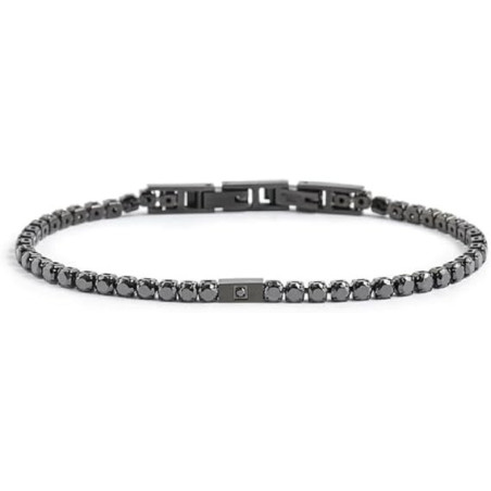 Bracciale Uomo Marlù 1BR0068N-N in Acciaio Nero con Pietre Nere