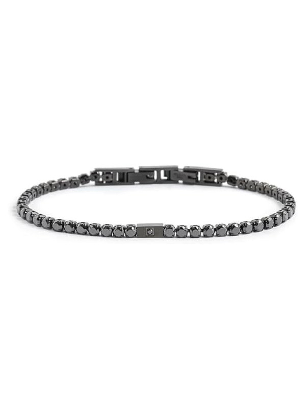 Bracciale Uomo Marlù 1BR0068N-N in Acciaio Nero con Pietre Nere