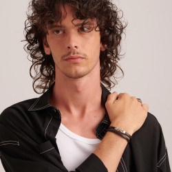 Bracciale Uomo Brosway Ink BIK137 in Pelle Nera con Centrale Acciaio
