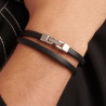 Bracciale Uomo Brosway Ink BIK137 in Pelle Nera con Centrale Acciaio