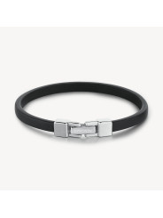 Bracciale Uomo Brosway Ink BIK135A in Pelle Nera con Centrale Acciaio