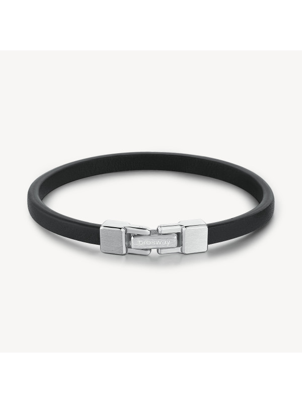 Bracciale Uomo Brosway Ink BIK135A in Pelle Nera con Centrale Acciaio
