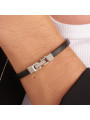 Bracciale Uomo Brosway Ink BIK135A in Pelle Nera con Centrale Acciaio