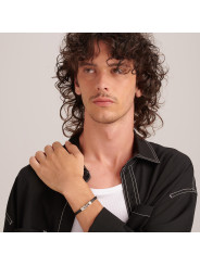 Bracciale Uomo Brosway Ink BIK135A in Pelle Nera con Centrale Acciaio