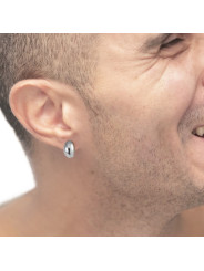 Monorecchino lobo Marlù acciaio rodiato a forma ovale 33OR0091